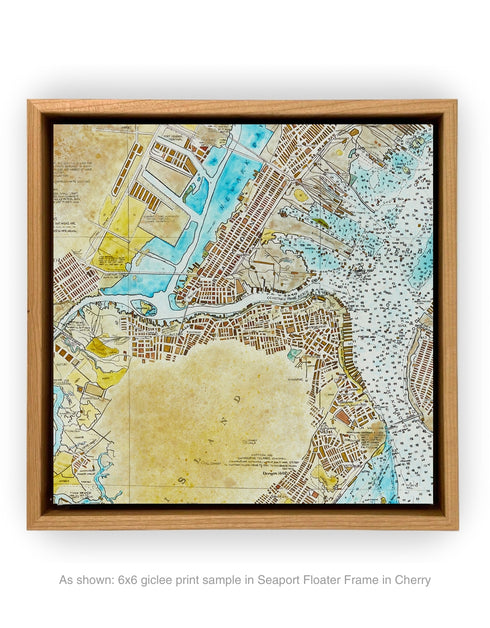 New York Harbor Nautical Chart | Framed Giclee Print on Canvas